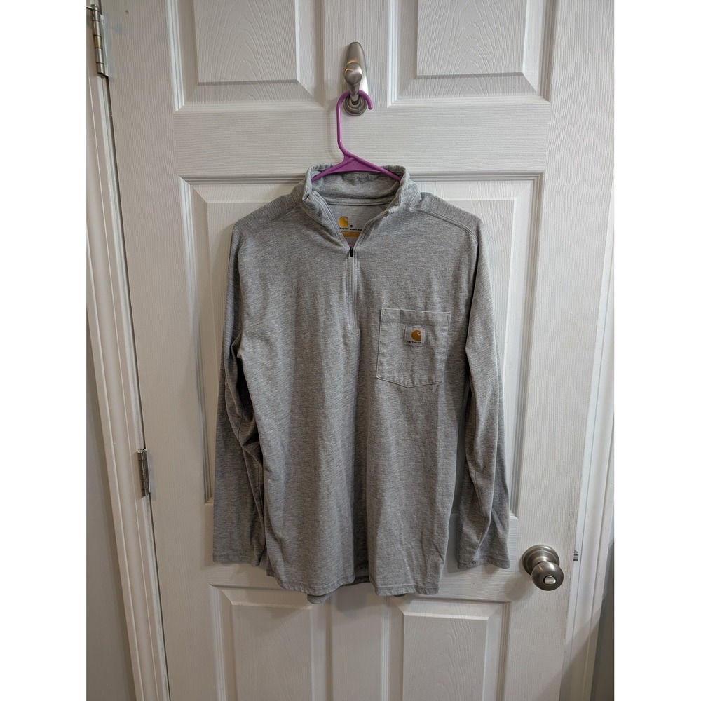 Carhartt Force Cotton Long Sleeve Quarter Zip Pocket T Shirt Men - Size S